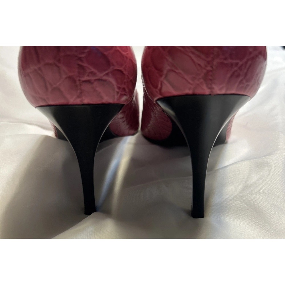 Gianni Bini Shoes Sz 8.5 Pink Leather Snake Women's Pointed Toe Heels - Picture 4 of 8